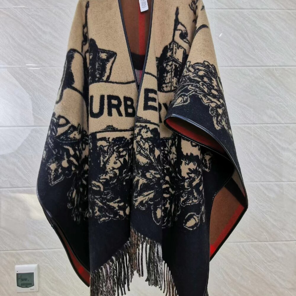 Burberry Reversible EKD Check Wool Cape